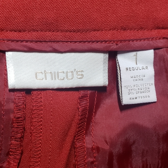 Chico's Wide Leg Flat Front Red Dress Pants/Trousers Size 1(8) - Picture 3 of 9